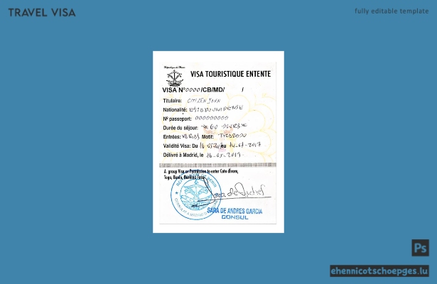 Beispiel für ein Touristenvisum für Elfenbeinküste, Togo, Benin und Burkina Faso